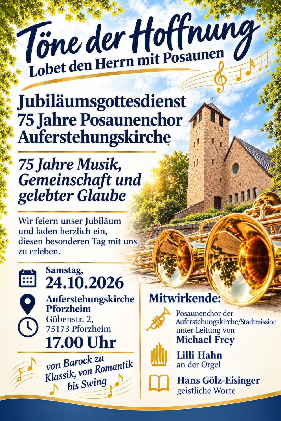 Quelle: KI-generiert, Posaunenchor an der Auferstehungskirche, Ki-generiert